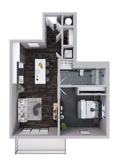 A25  - 1 Bedroom 1 Bathroom Floor Plan at Stadium Lofts, Kannapolis, NC, 28081